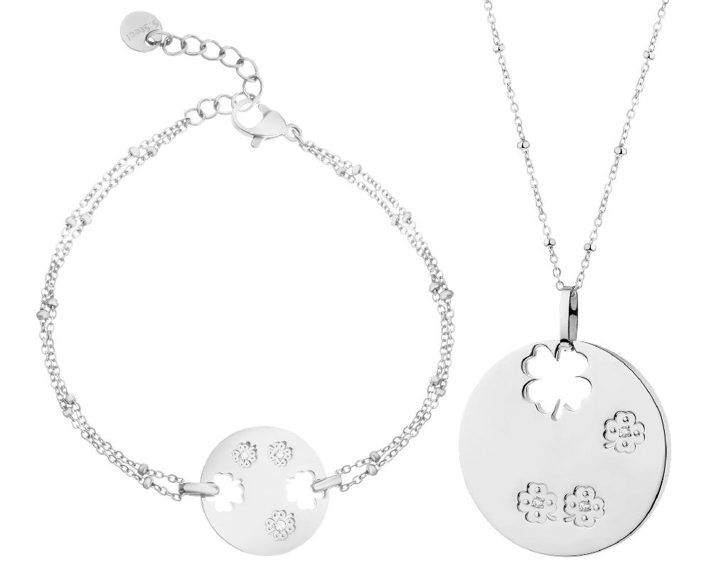 elixa BRANSOLETKA I NASZYJNIK ZE STALI SZLACHETNEJ - KOMPLET - KONICZYNA KOŁA KPL539-8218