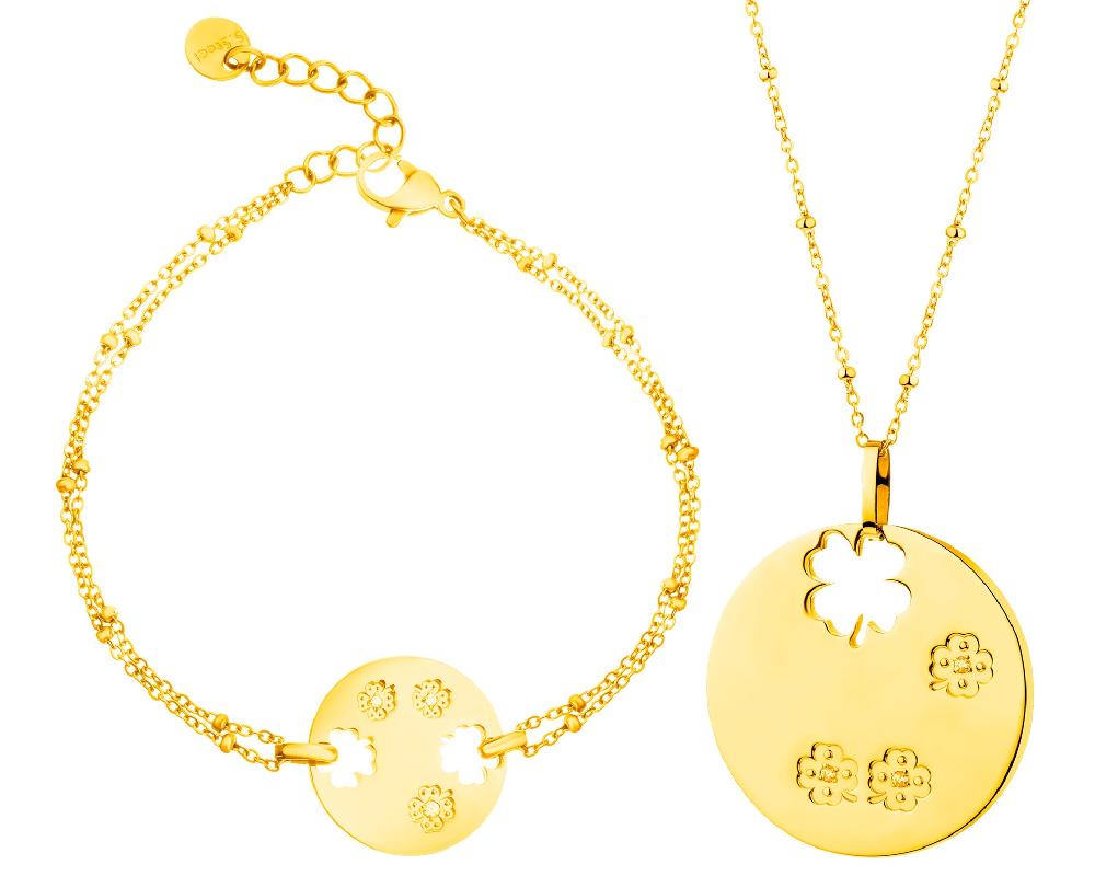 elixa BRANSOLETKA I NASZYJNIK ZE STALI SZLACHETNEJ - KOMPLET - KONICZYNA KOŁA KPL539-8290