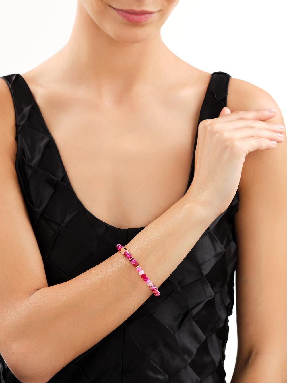 Elixa BRANSOLETKA Z MOSIĄDZU POZŁACANA Z AGATAMI AR538-5268