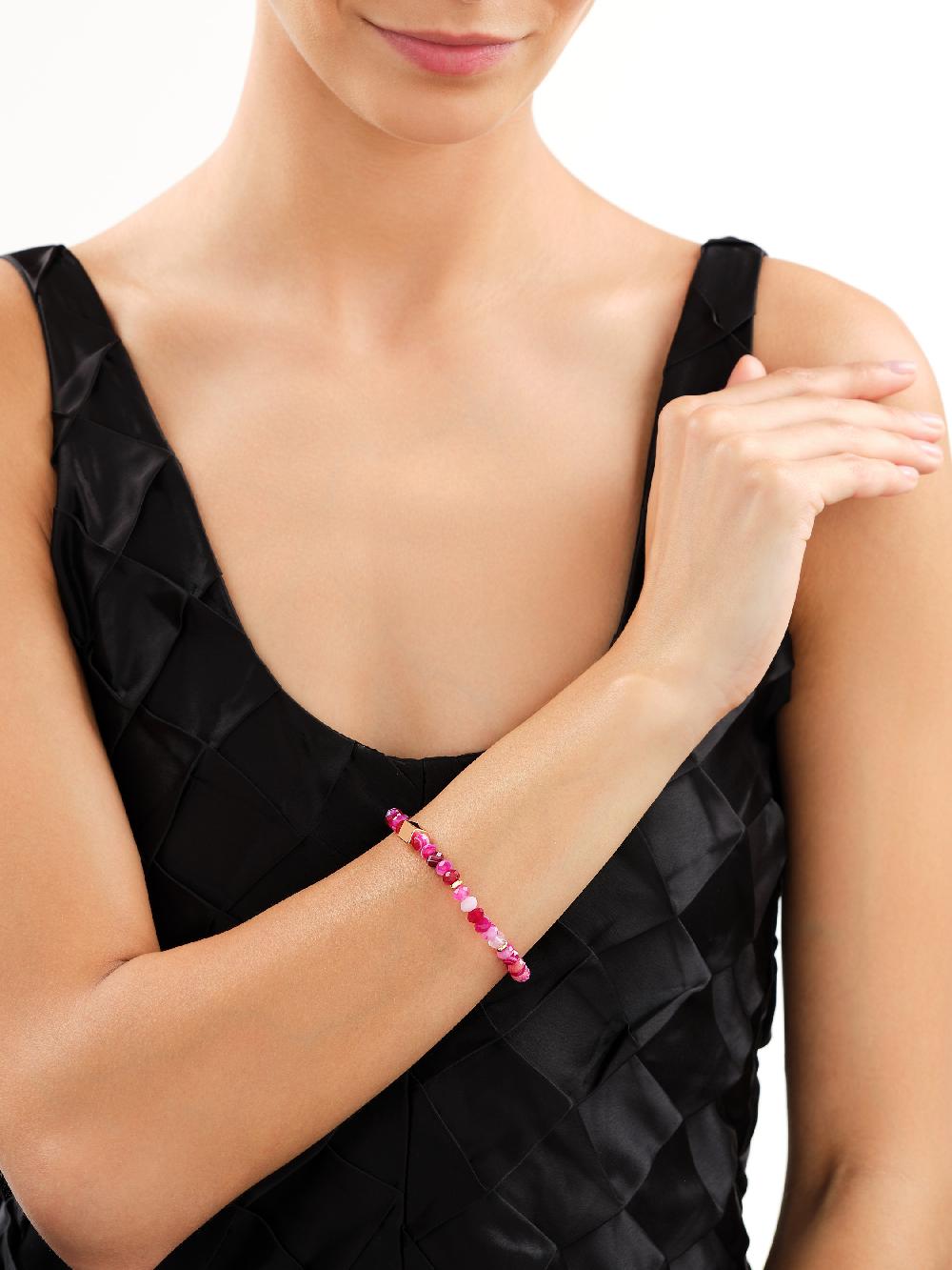 Elixa BRANSOLETKA Z MOSIĄDZU POZŁACANA Z AGATAMI AR538-5268