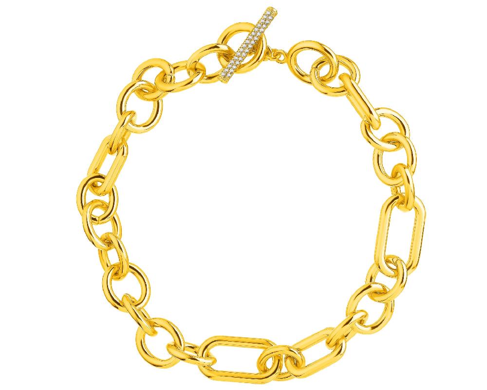 elixa BRANSOLETKA Z MOSIĄDZU POZŁACANA Z CYRKONIAMI EL536-3498