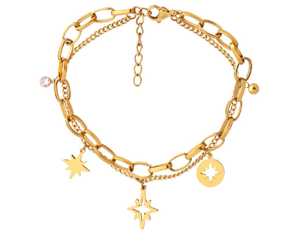 elixa BRANSOLETKA ZE STALI SZLACHETNEJ - GWIAZDY EL535-9463