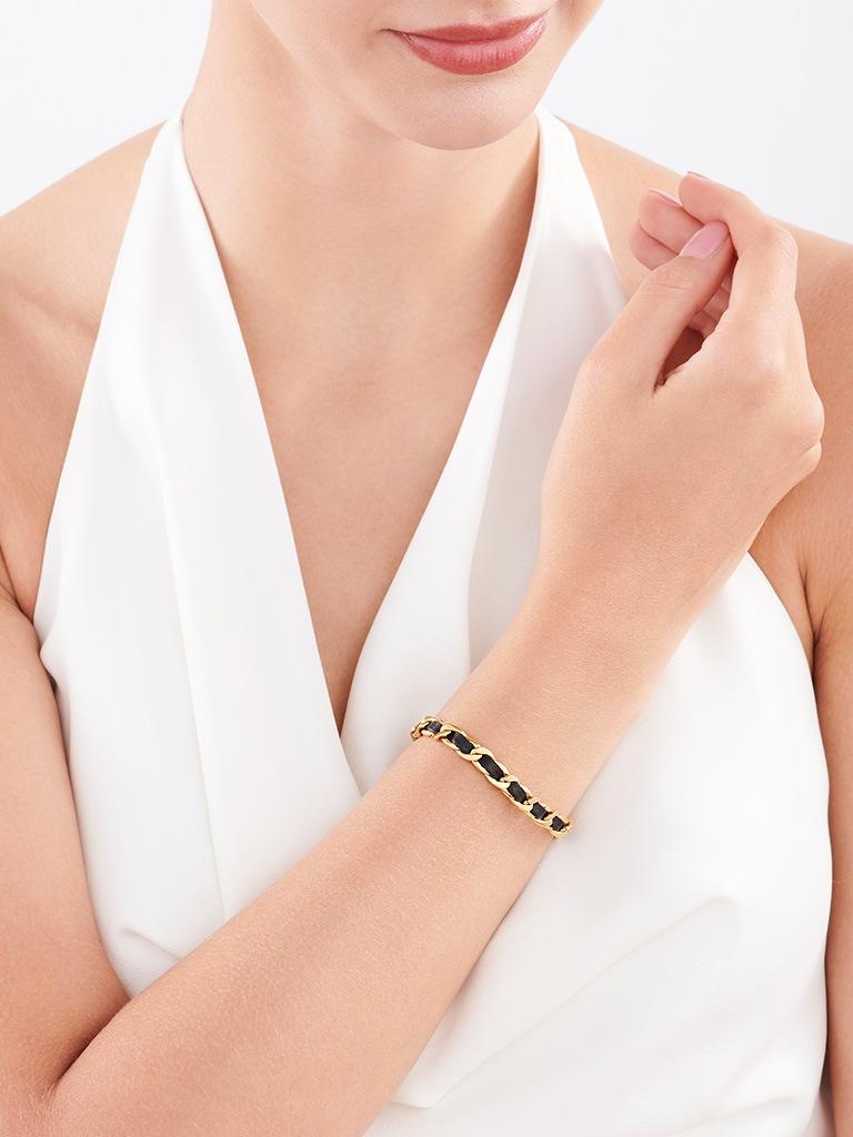 Elixa BRANSOLETKA ZE STALI SZLACHETNEJ I SKÓRY EL534-4498