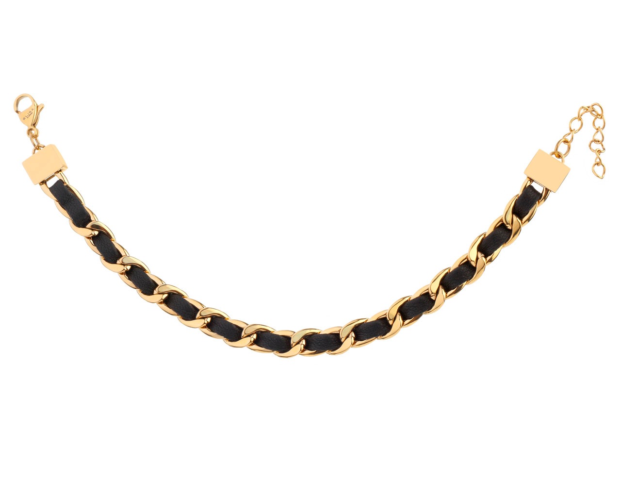 elixa BRANSOLETKA ZE STALI SZLACHETNEJ I SKÓRY EL534-4498