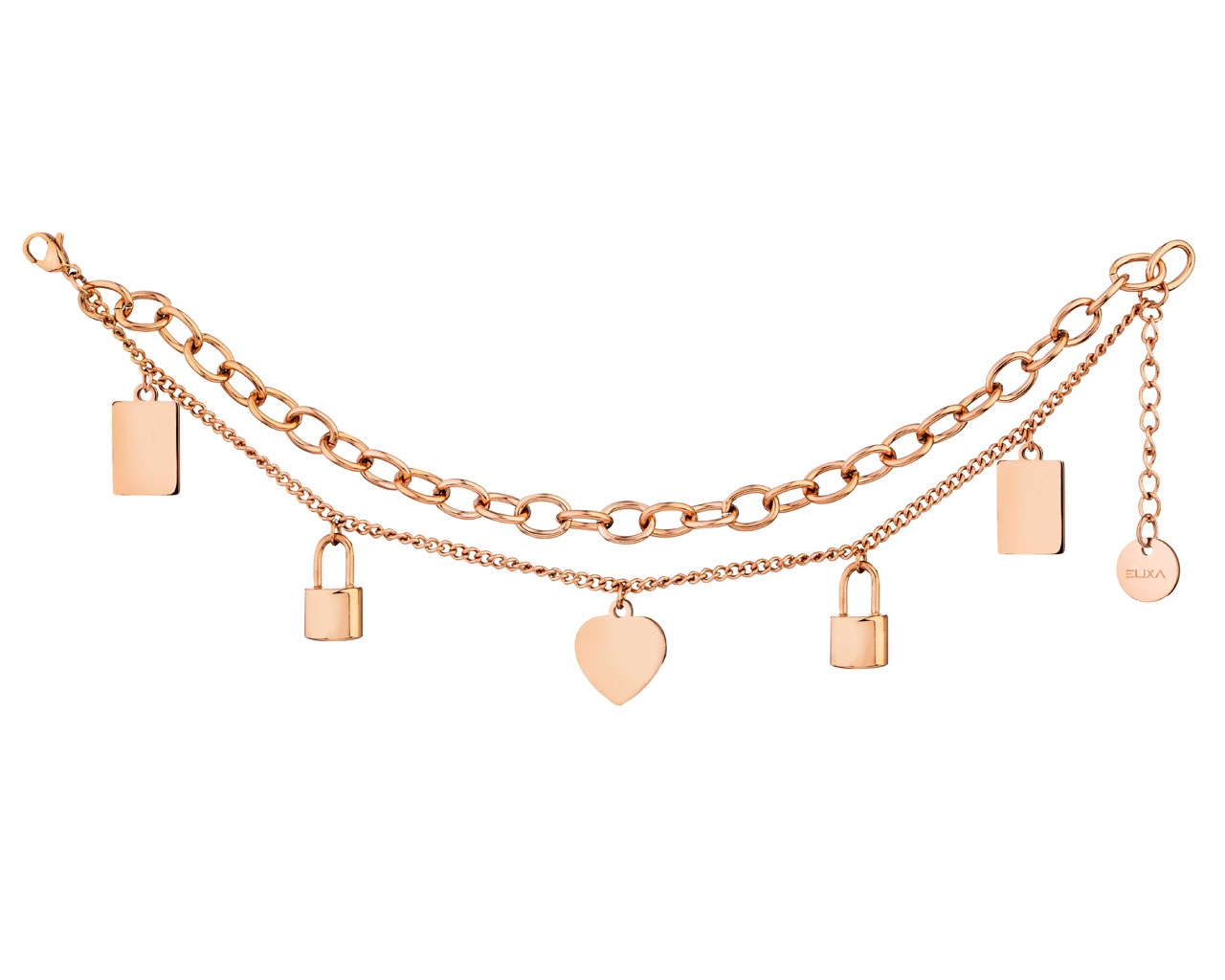 elixa BRANSOLETKA ZE STALI SZLACHETNEJ - SERCE KŁÓDKA EL532-0409