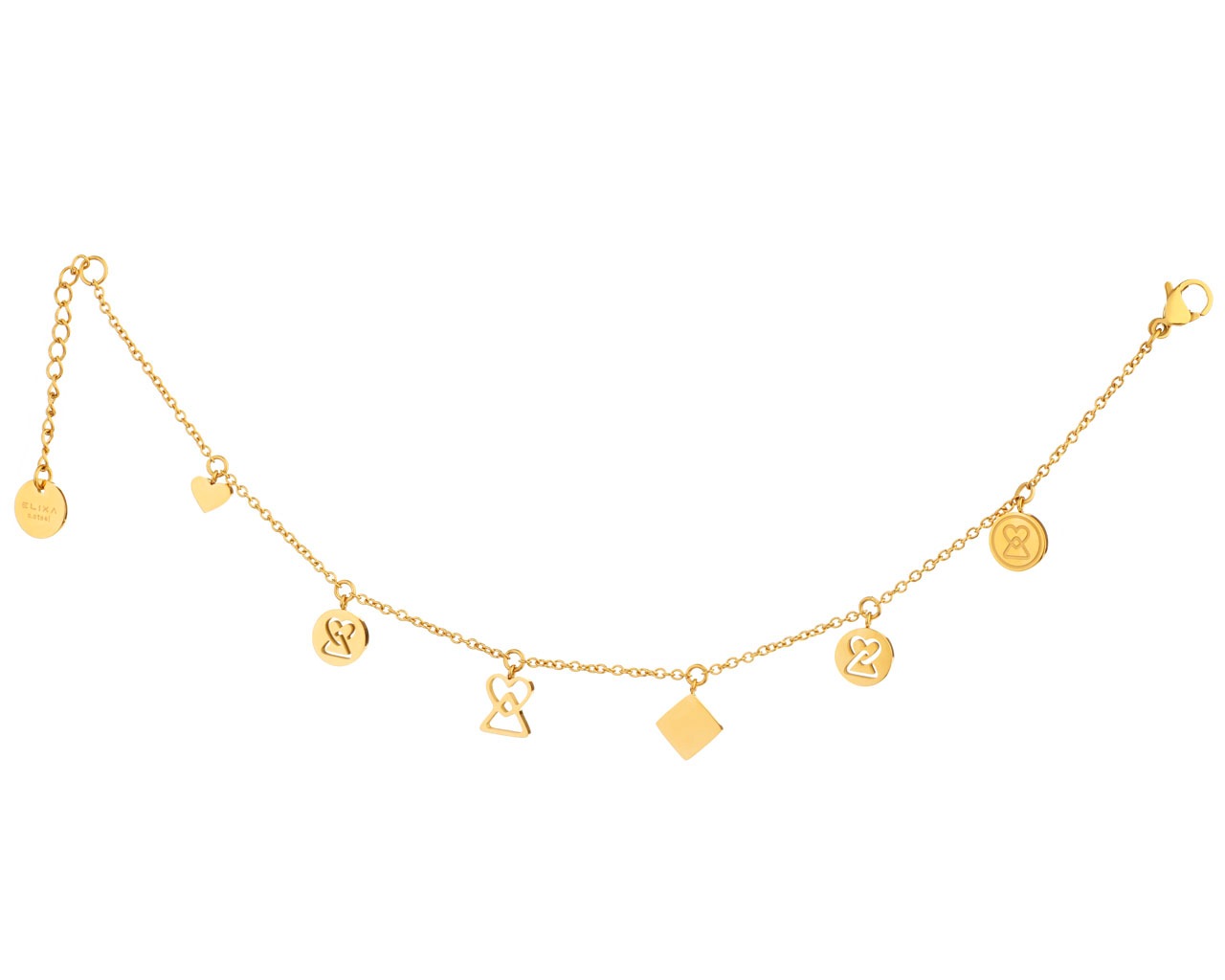 elixa BRANSOLETKA ZE STALI SZLACHETNEJ - SERCE TRÓJKĄTY EL534-7143