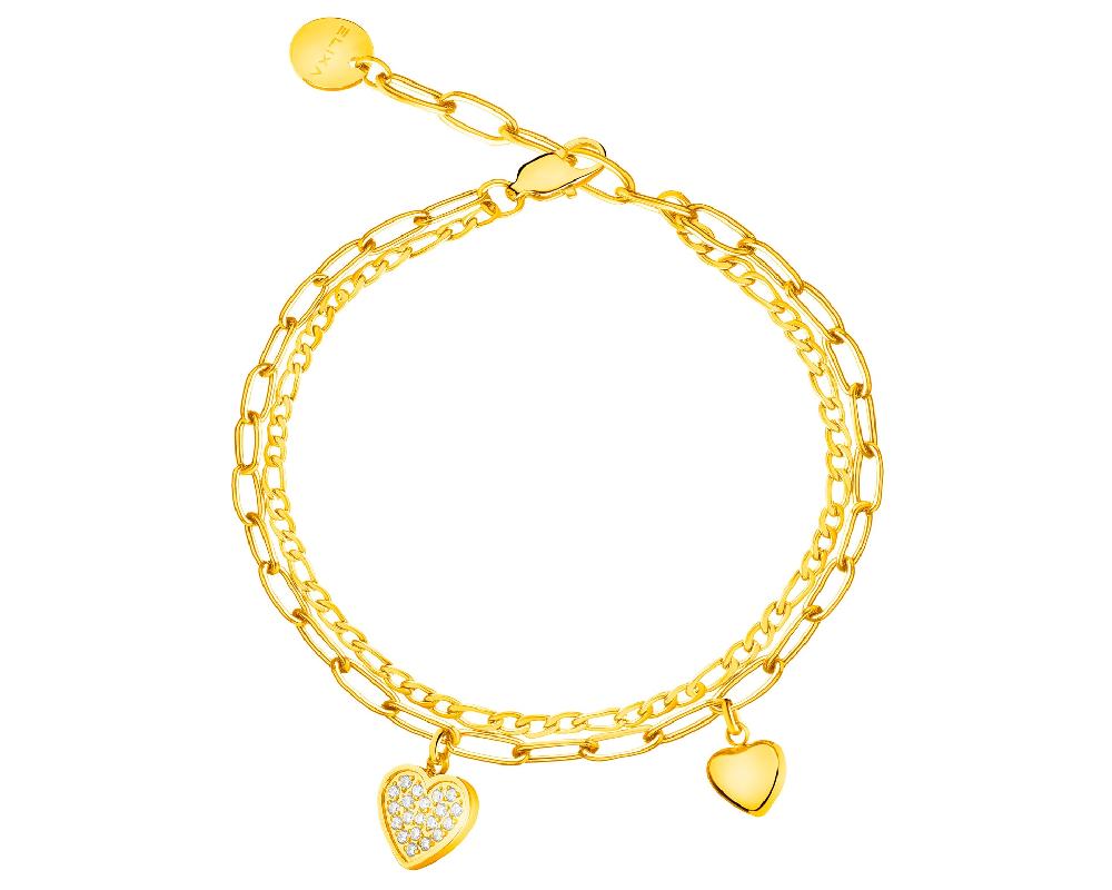 elixa BRANSOLETKA ZE STALI SZLACHETNEJ Z CYRKONIAMI - SERCA EL538-2888