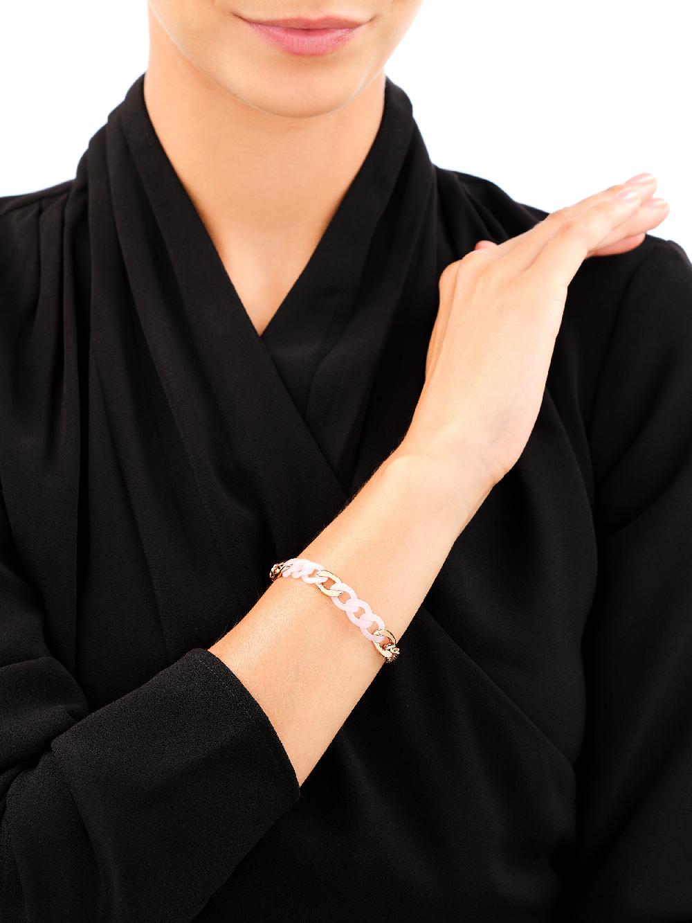 Elixa BRANSOLETKA ZE STALI SZLACHETNEJ Z DETALAMI Z MASY ŻYWICZNEJ EL538-0590