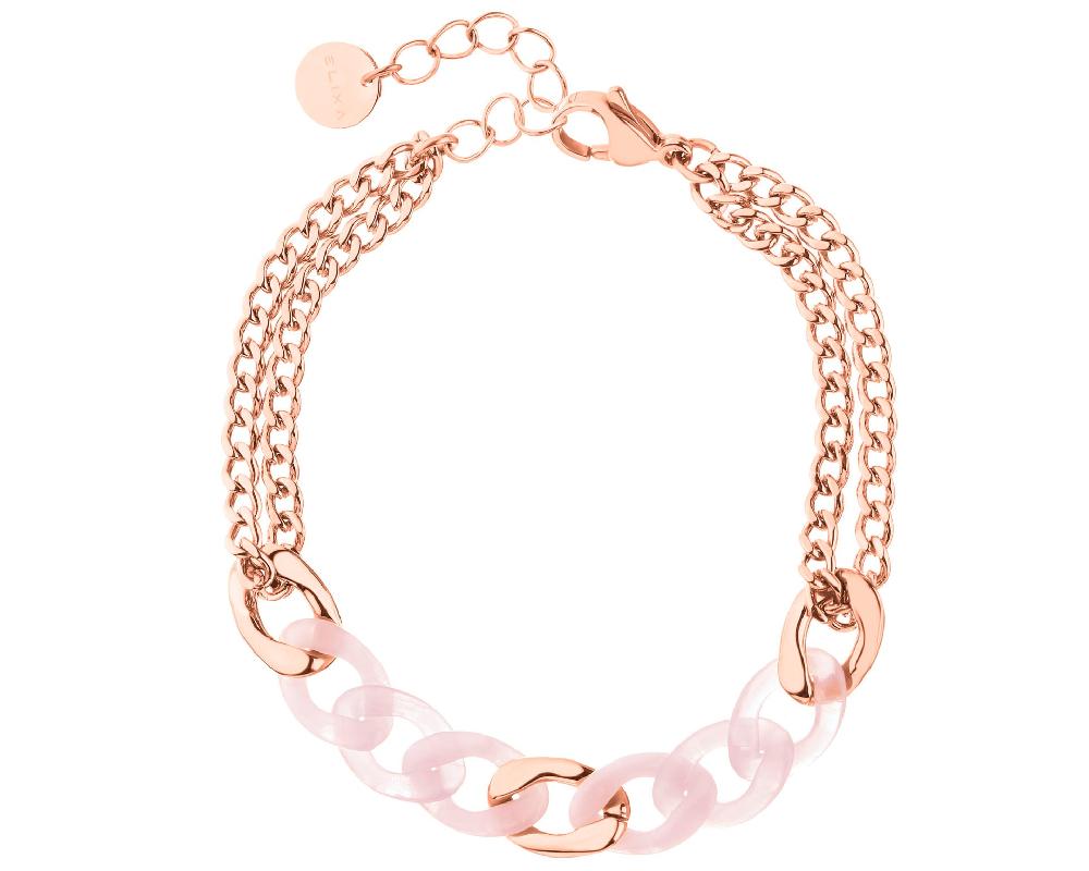 elixa BRANSOLETKA ZE STALI SZLACHETNEJ Z DETALAMI Z MASY ŻYWICZNEJ EL538-0590