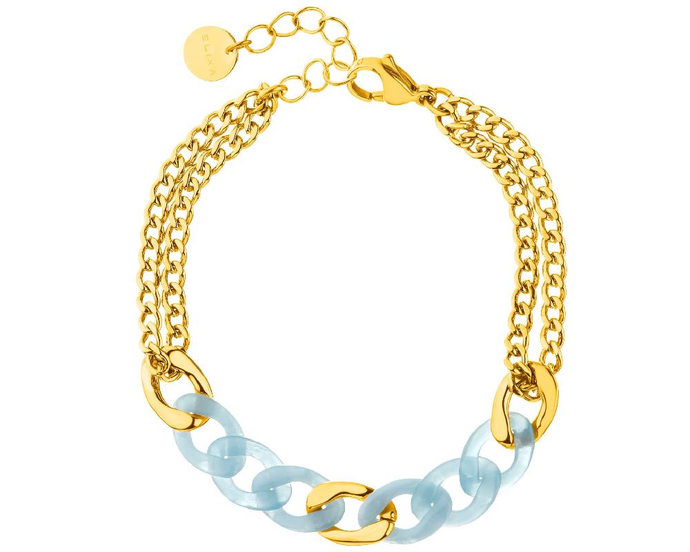 elixa BRANSOLETKA ZE STALI SZLACHETNEJ Z DETALAMI Z MASY ŻYWICZNEJ EL538-0589