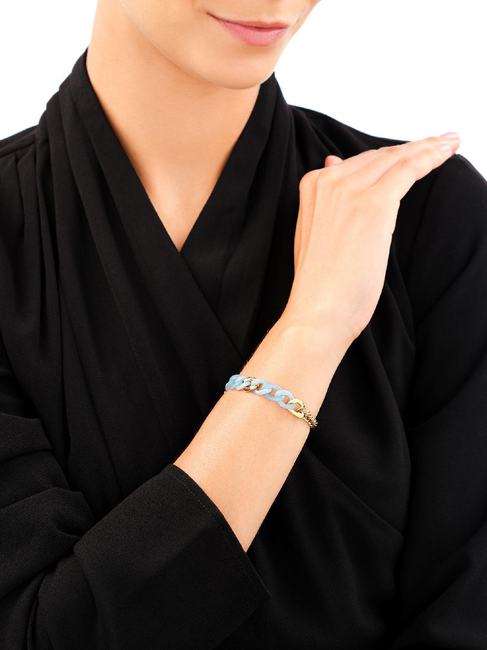 Elixa BRANSOLETKA ZE STALI SZLACHETNEJ Z DETALAMI Z MASY ŻYWICZNEJ EL538-0589