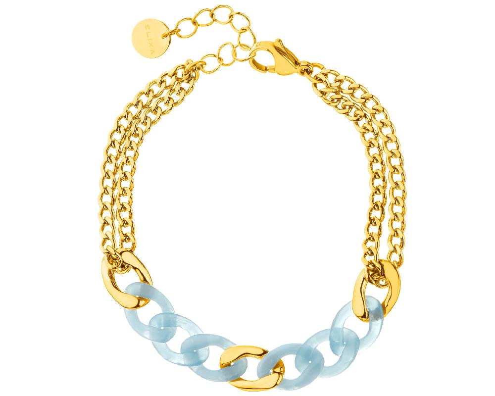 elixa BRANSOLETKA ZE STALI SZLACHETNEJ Z DETALAMI Z MASY ŻYWICZNEJ EL538-0589