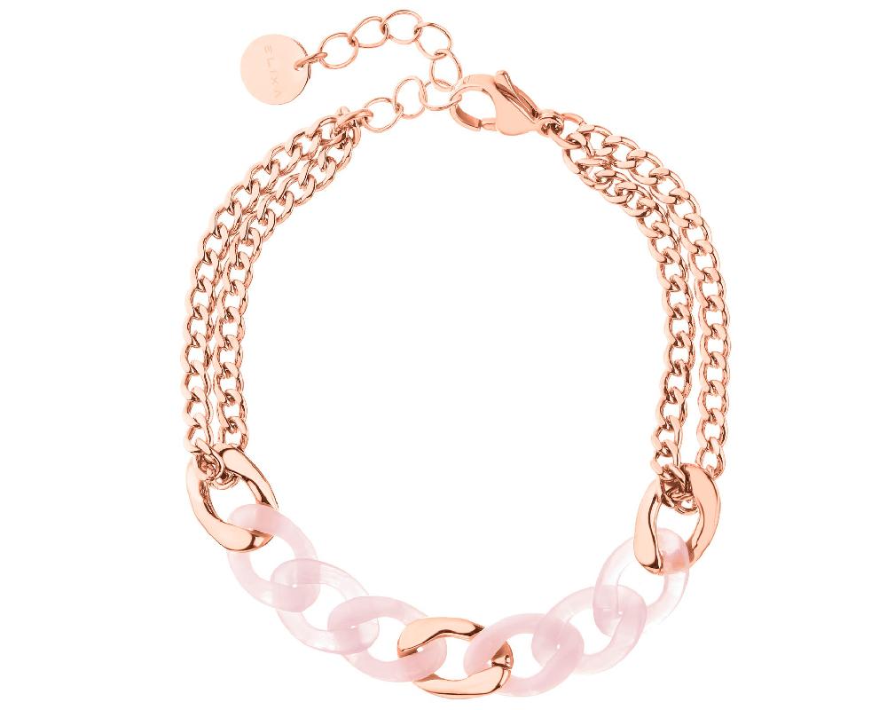 elixa BRANSOLETKA ZE STALI SZLACHETNEJ Z DETALAMI Z MASY ŻYWICZNEJ EL538-0590