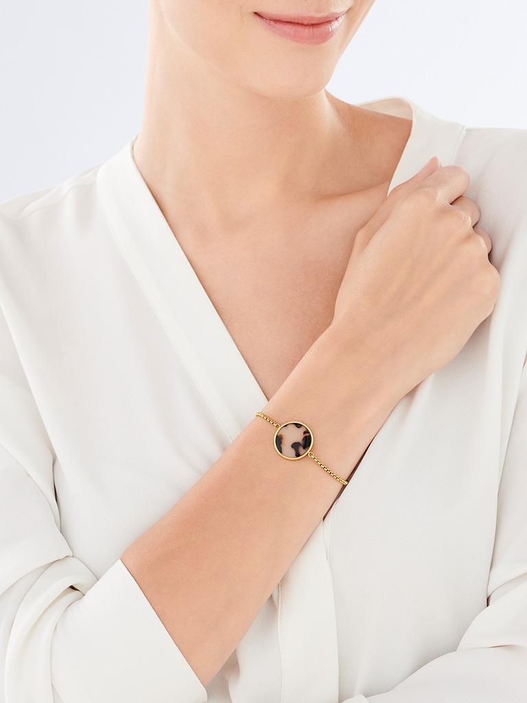 Elixa BRANSOLETKA ZE STALI SZLACHETNEJ Z DETALEM Z MASY ŻYWICZNEJ EL532-1213