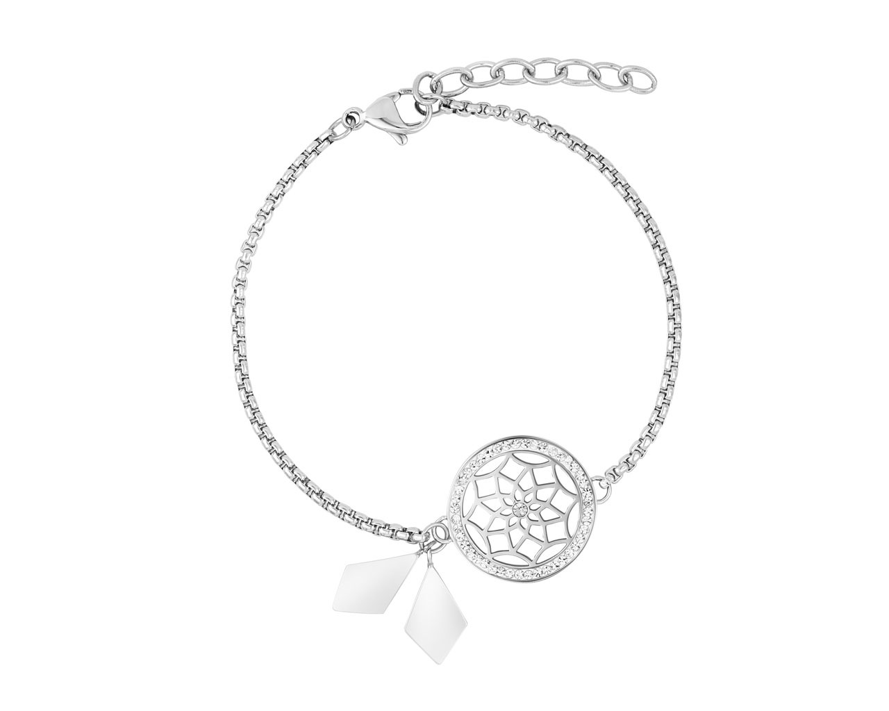 elixa BRANSOLETKA ZE STALI SZLACHETNEJ Z KRYSZTAŁAMI - ŁAPACZ SNÓW EL524-2945