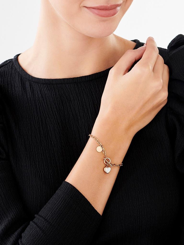 Elixa BRANSOLETKA ZE STALI SZLACHETNEJ Z MASĄ PERŁOWĄ - SERCE EL533-2984