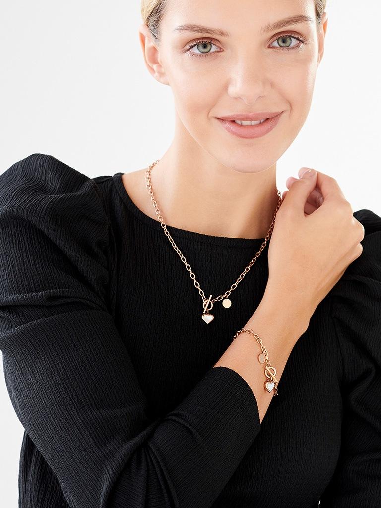 Elixa BRANSOLETKA ZE STALI SZLACHETNEJ Z MASĄ PERŁOWĄ - SERCE EL533-2984