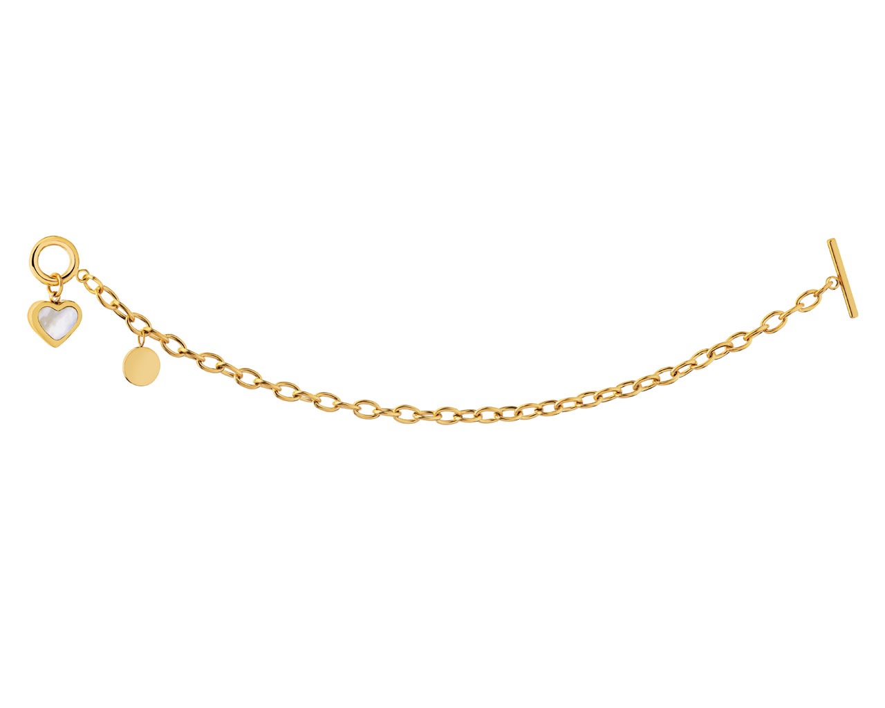 elixa BRANSOLETKA ZE STALI SZLACHETNEJ Z MASĄ PERŁOWĄ - SERCE EL533-7922