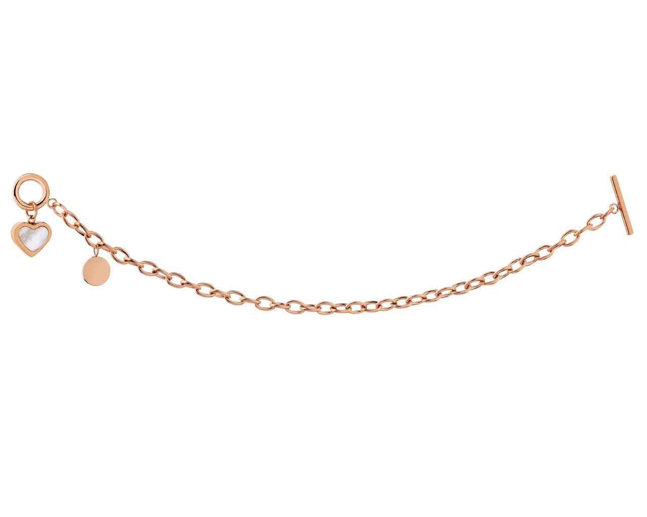 elixa BRANSOLETKA ZE STALI SZLACHETNEJ Z MASĄ PERŁOWĄ - SERCE EL533-2984