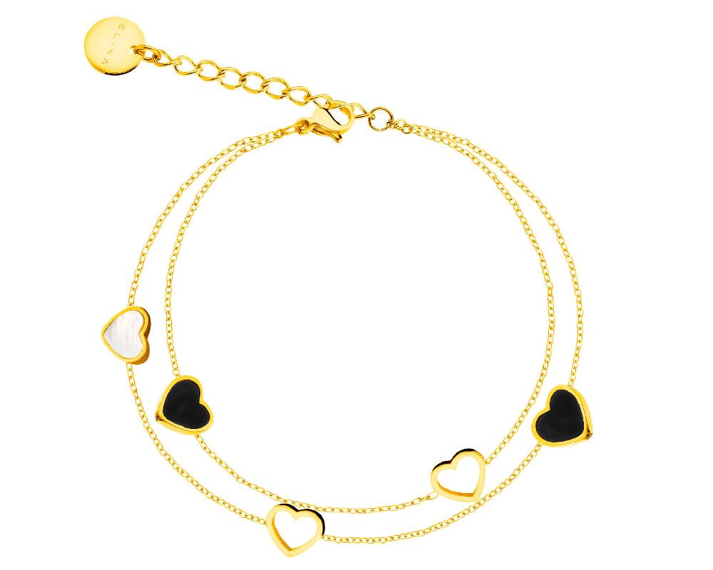 elixa BRANSOLETKA ZE STALI SZLACHETNEJ Z MUSZLĄ - SERCA EL538-2906