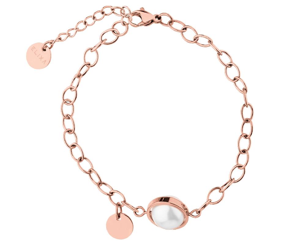 elixa BRANSOLETKA ZE STALI SZLACHETNEJ Z PERŁĄ EL539-0222