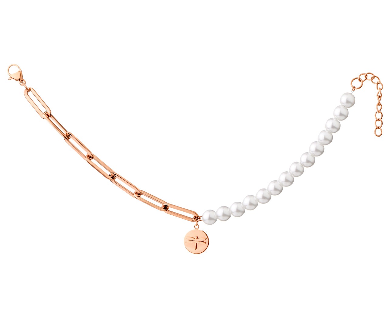 elixa BRANSOLETKA ZE STALI SZLACHETNEJ Z PERŁAMI - WAŻKA EL531-9624