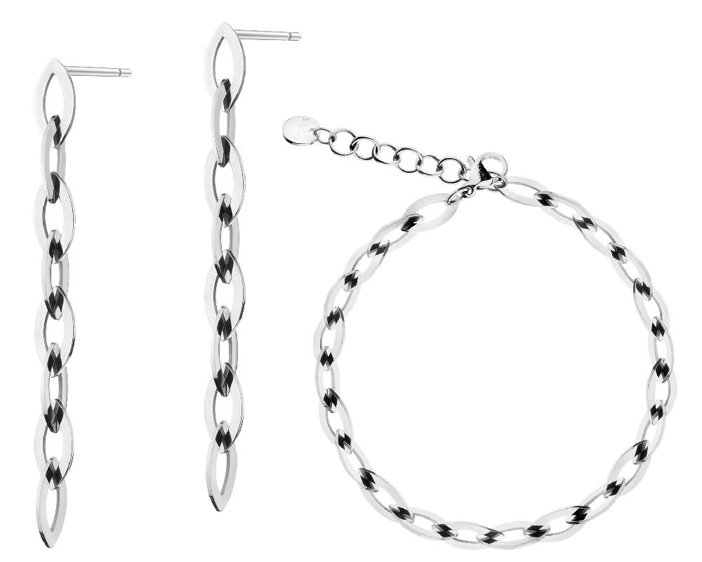 elixa KOLCZYKI I BRANSOLETKA ZE STALI SZLACHETNEJ - KOMPLET KPL539-8861