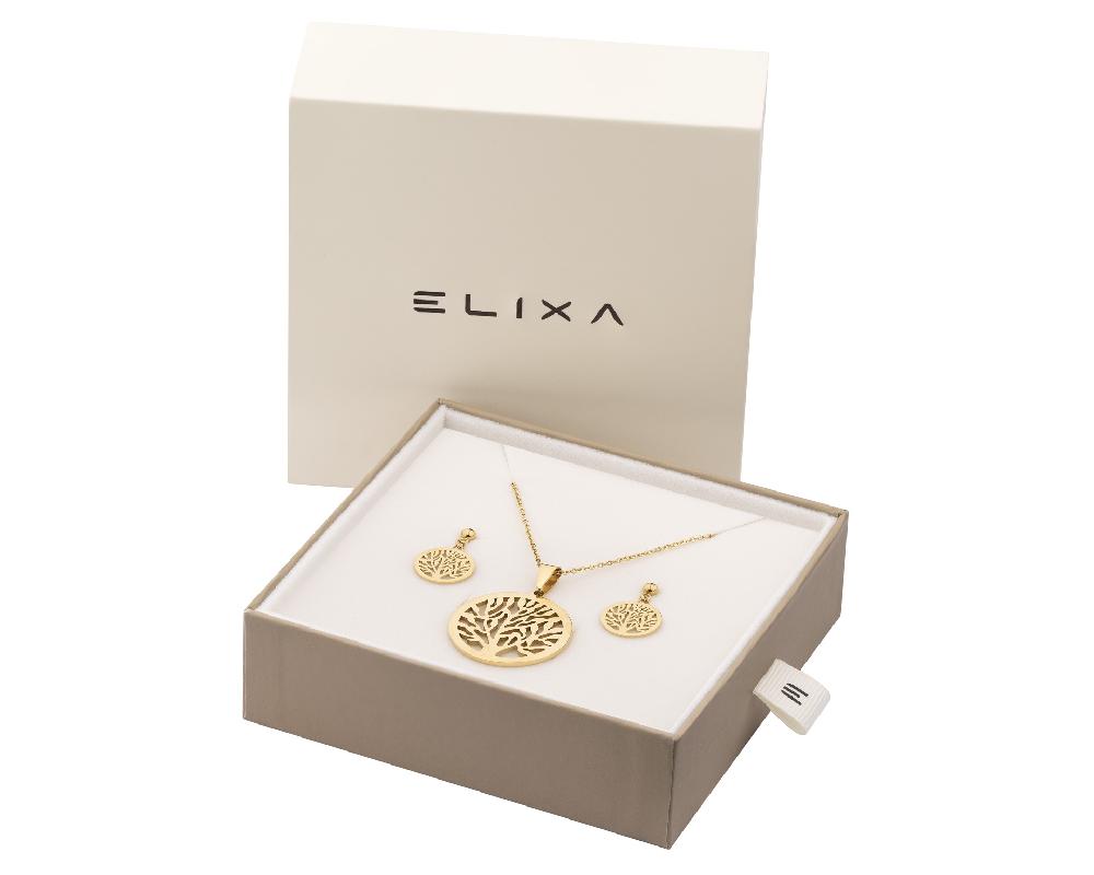Elixa KOLCZYKI I NASZYJNIK ZE STALI SZLACHETNEJ - KOMPLET - DRZEWKO KPL539-8305