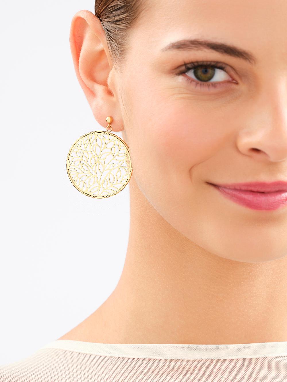 Elixa KOLCZYKI ZE STALI SZLACHETNEJ - KOŁA LIŚCIE EL536-3988