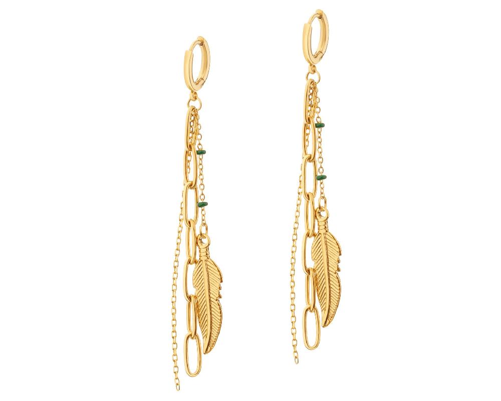 elixa KOLCZYKI ZE STALI SZLACHETNEJ Z EMALIĄ - PIÓRKA EL537-2153