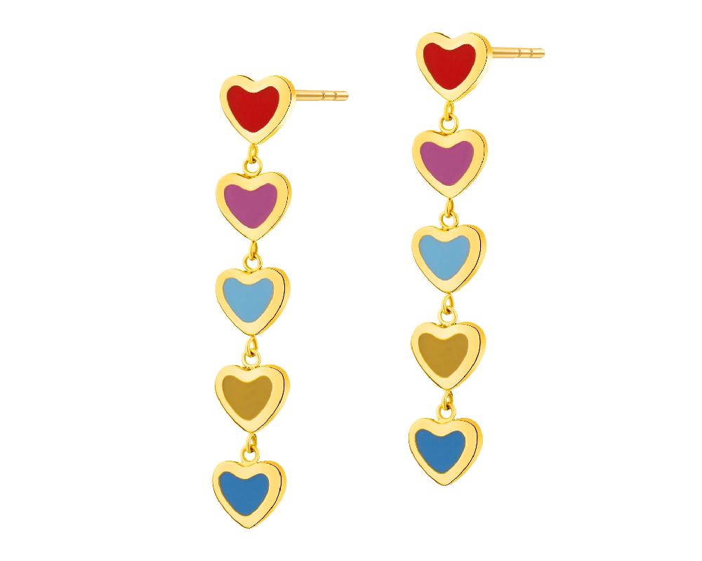 elixa KOLCZYKI ZE STALI SZLACHETNEJ Z EMALIĄ - SERCA EL536-3847