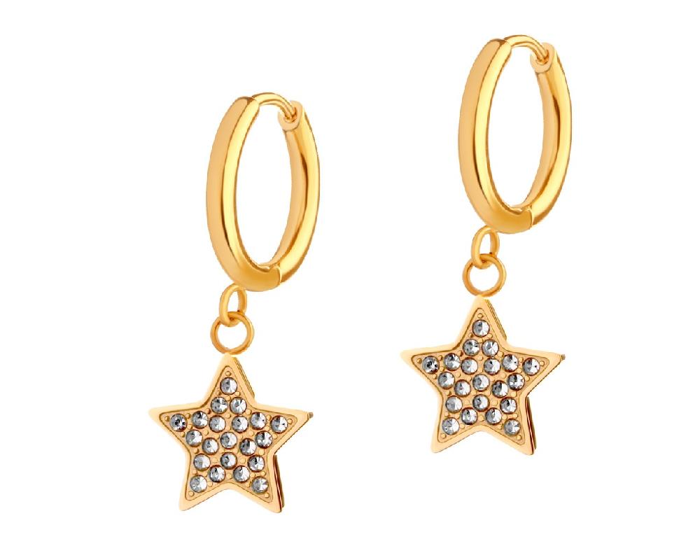 elixa KOLCZYKI ZE STALI SZLACHETNEJ Z KRYSZTAŁAMI - GWIAZDY EL534-4662