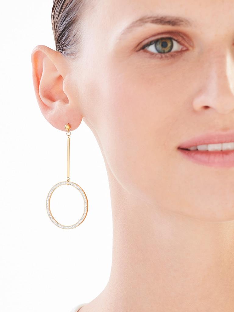 Elixa KOLCZYKI ZE STALI SZLACHETNEJ Z KRYSZTAŁAMI - KOŁA EL524-0446