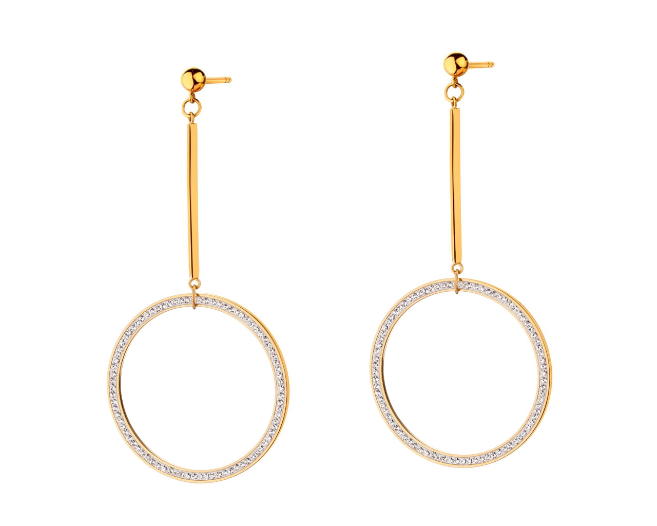 elixa KOLCZYKI ZE STALI SZLACHETNEJ Z KRYSZTAŁAMI - KOŁA EL524-0446