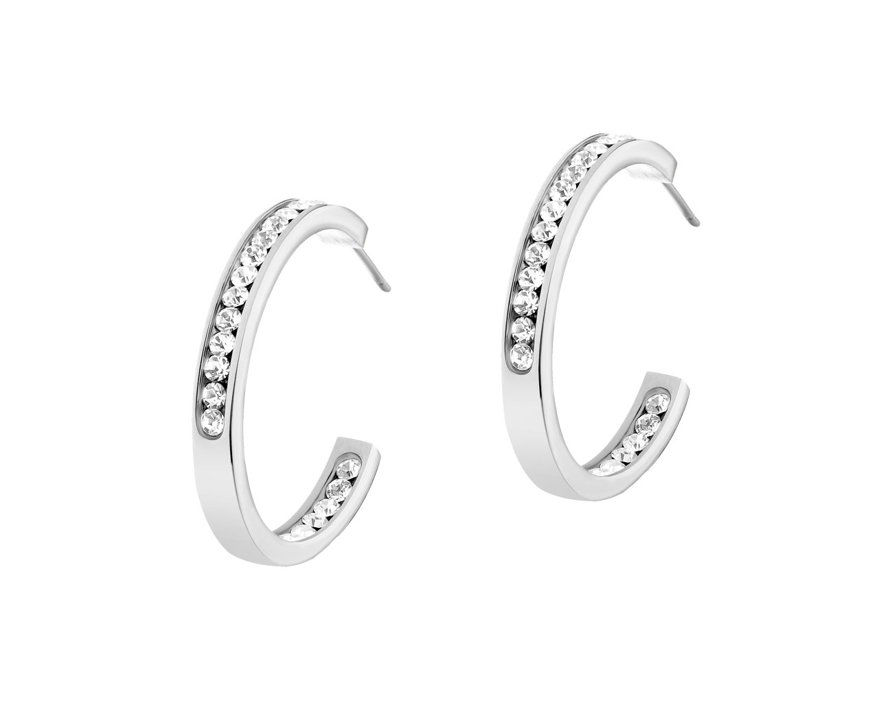 elixa KOLCZYKI ZE STALI SZLACHETNEJ Z KRYSZTAŁAMI - KOŁA EL534-4699