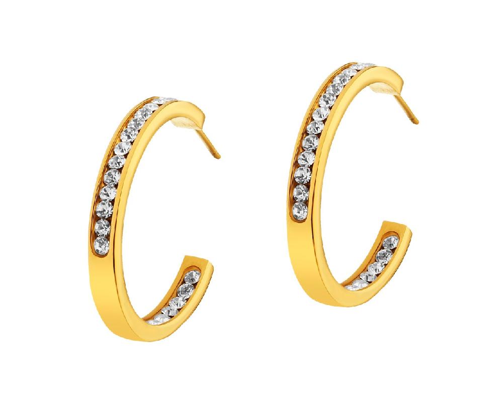 elixa KOLCZYKI ZE STALI SZLACHETNEJ Z KRYSZTAŁAMI - KOŁA EL534-4697