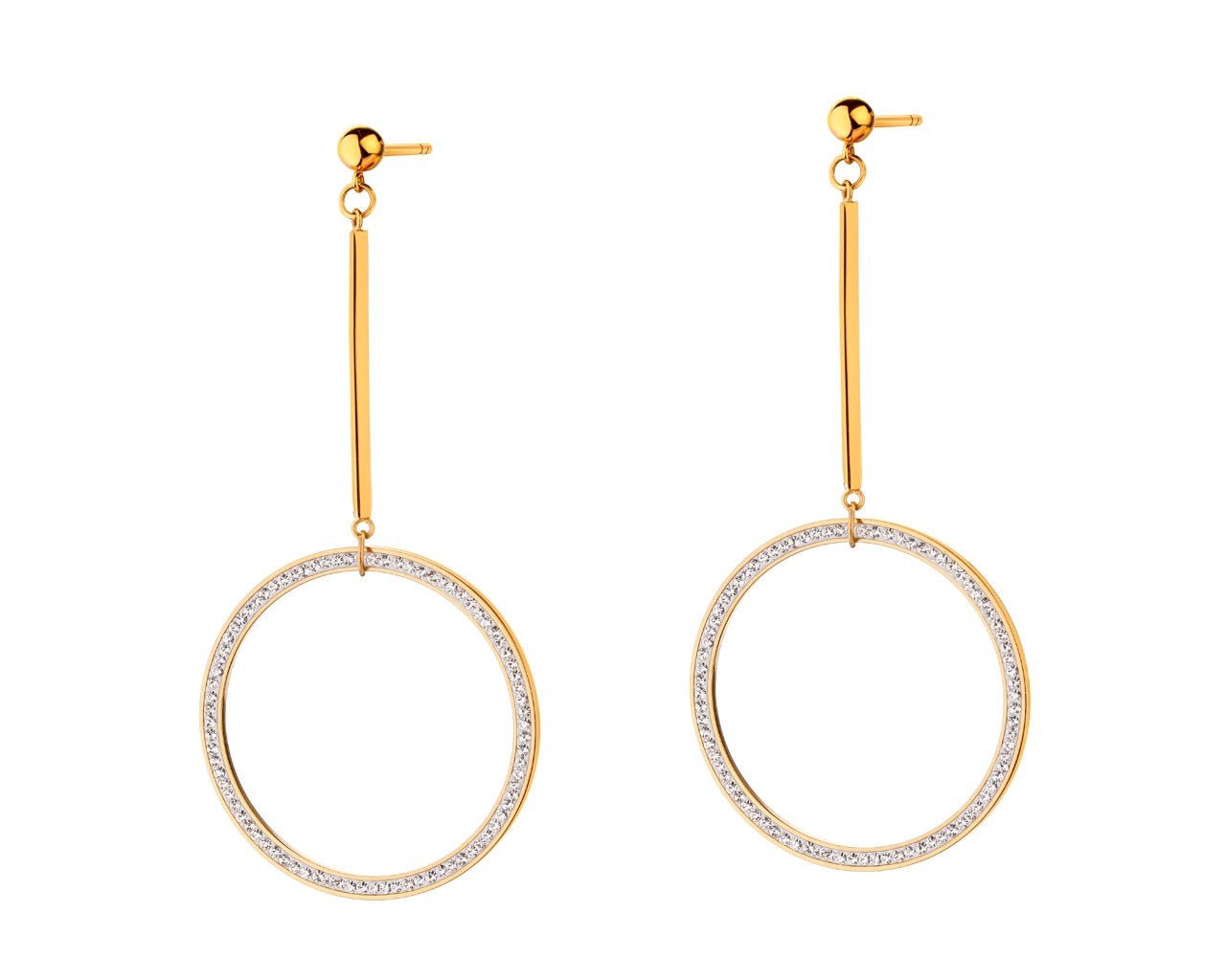 elixa KOLCZYKI ZE STALI SZLACHETNEJ Z KRYSZTAŁAMI - KOŁA EL524-0446