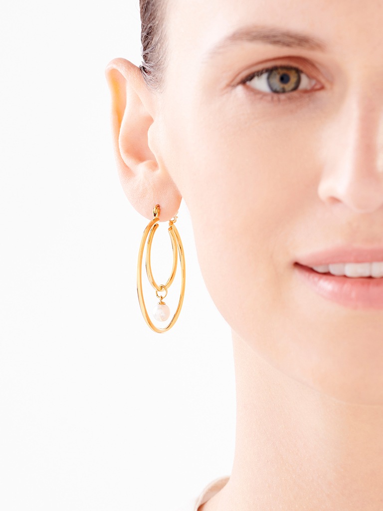 Elixa KOLCZYKI ZE STALI SZLACHETNEJ Z PERŁAMI EL531-1213