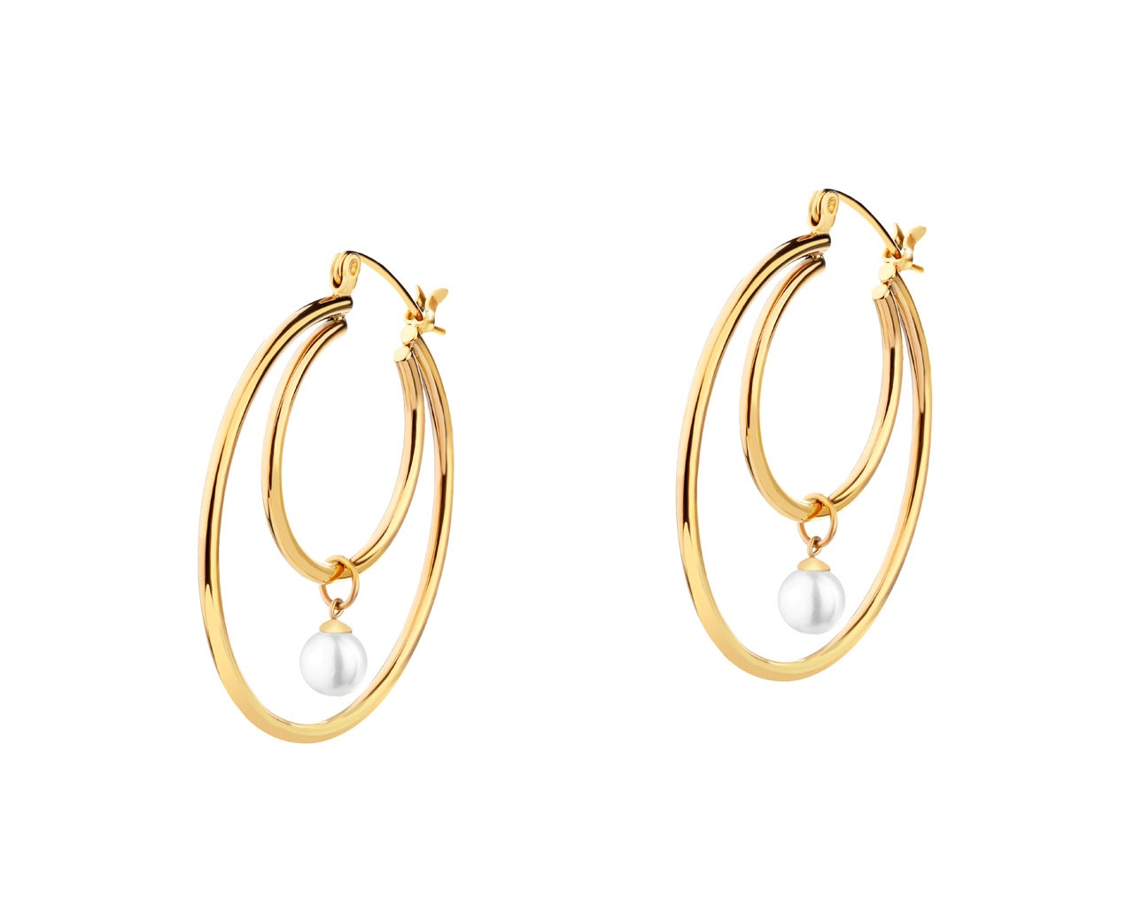 elixa KOLCZYKI ZE STALI SZLACHETNEJ Z PERŁAMI EL531-1213