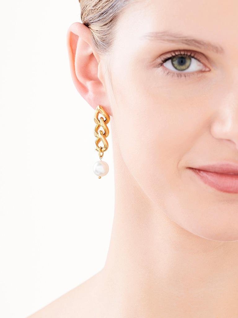 Elixa KOLCZYKI ZE STALI SZLACHETNEJ Z PERŁAMI EL533-4967