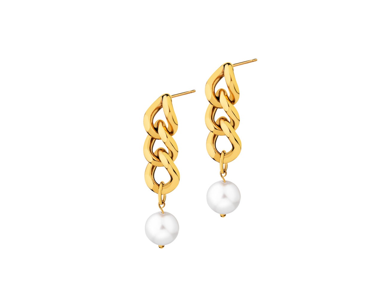 elixa KOLCZYKI ZE STALI SZLACHETNEJ Z PERŁAMI EL533-4967