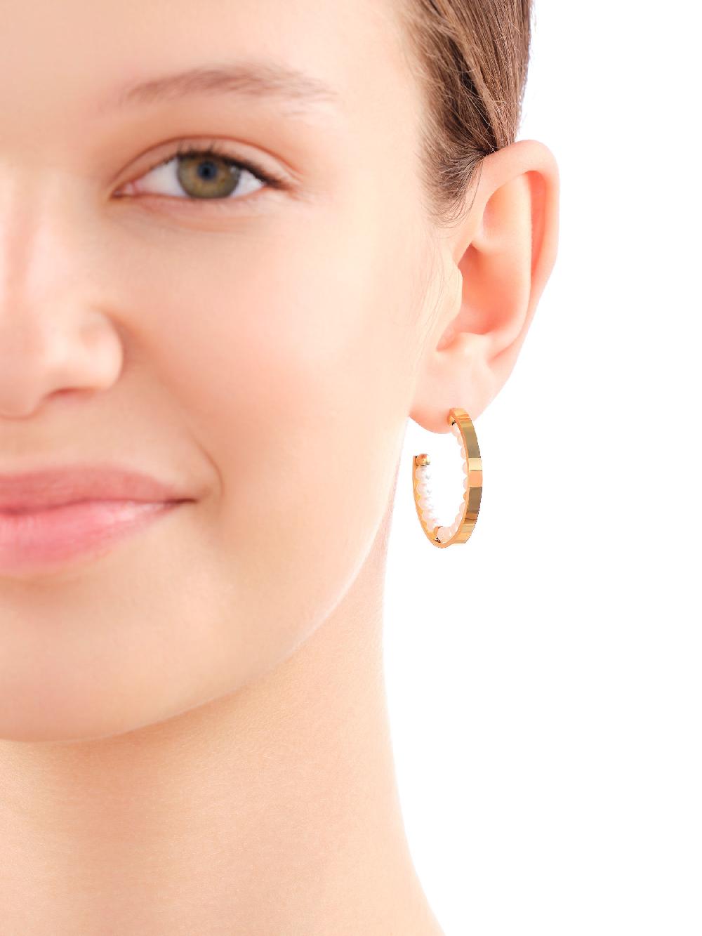 Elixa KOLCZYKI ZE STALI SZLACHETNEJ Z PERŁAMI EL536-5088