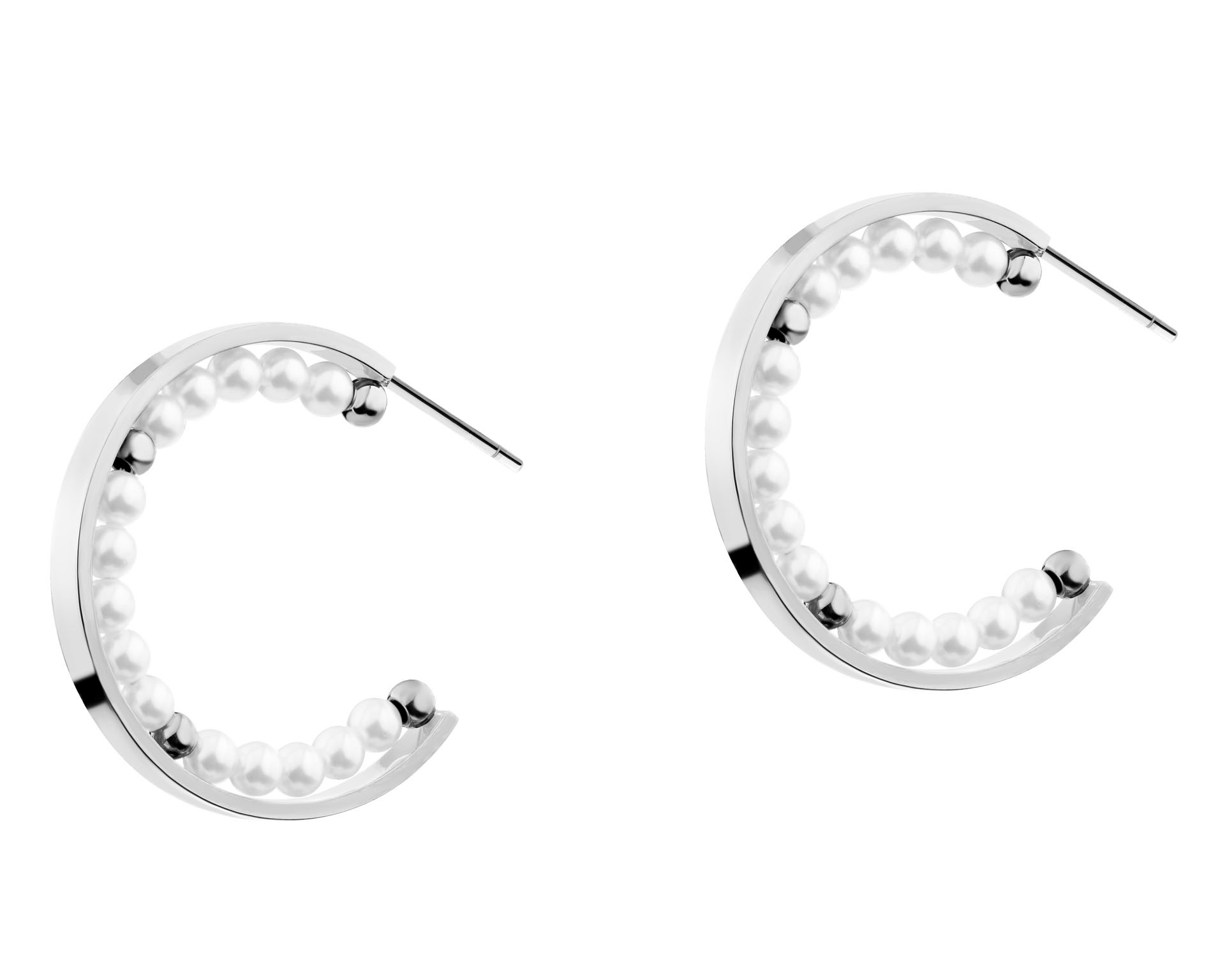 elixa KOLCZYKI ZE STALI SZLACHETNEJ Z PERŁAMI EL536-5093