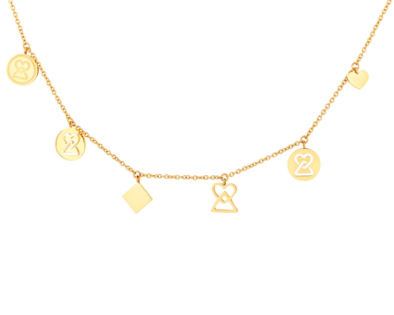 elixa NASZYJNIK ZE STALI SZLACHETNEJ - SERCA TRÓJKĄTY KWADRAT EL534-3357