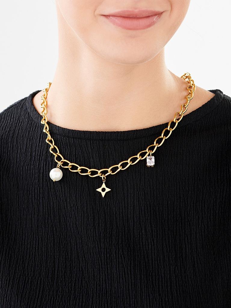 Elixa NASZYJNIK ZE STALI SZLACHETNEJ Z CYRKONIĄ I PERŁĄ EL533-6333