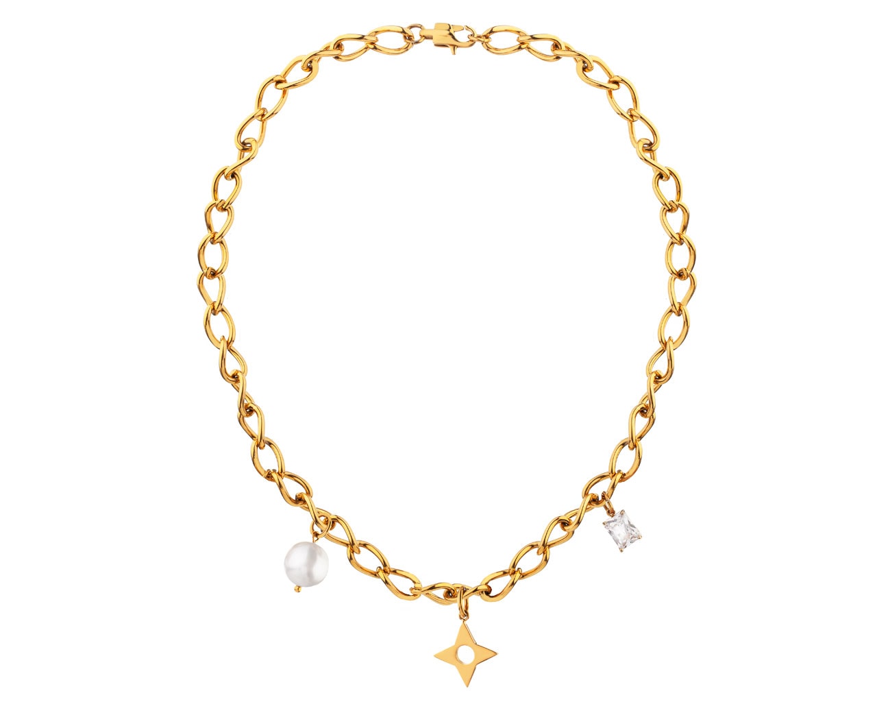 elixa NASZYJNIK ZE STALI SZLACHETNEJ Z CYRKONIĄ I PERŁĄ EL533-6333