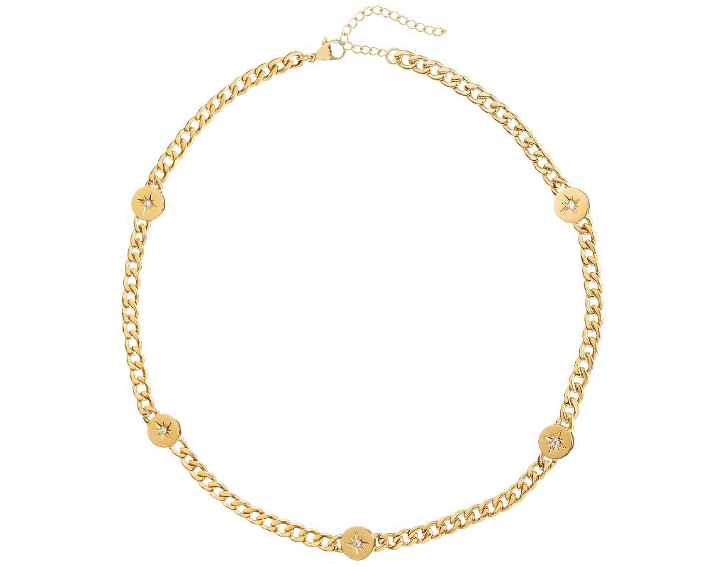 elixa NASZYJNIK ZE STALI SZLACHETNEJ Z CYRKONIAMI - GWIAZDY EL536-7114