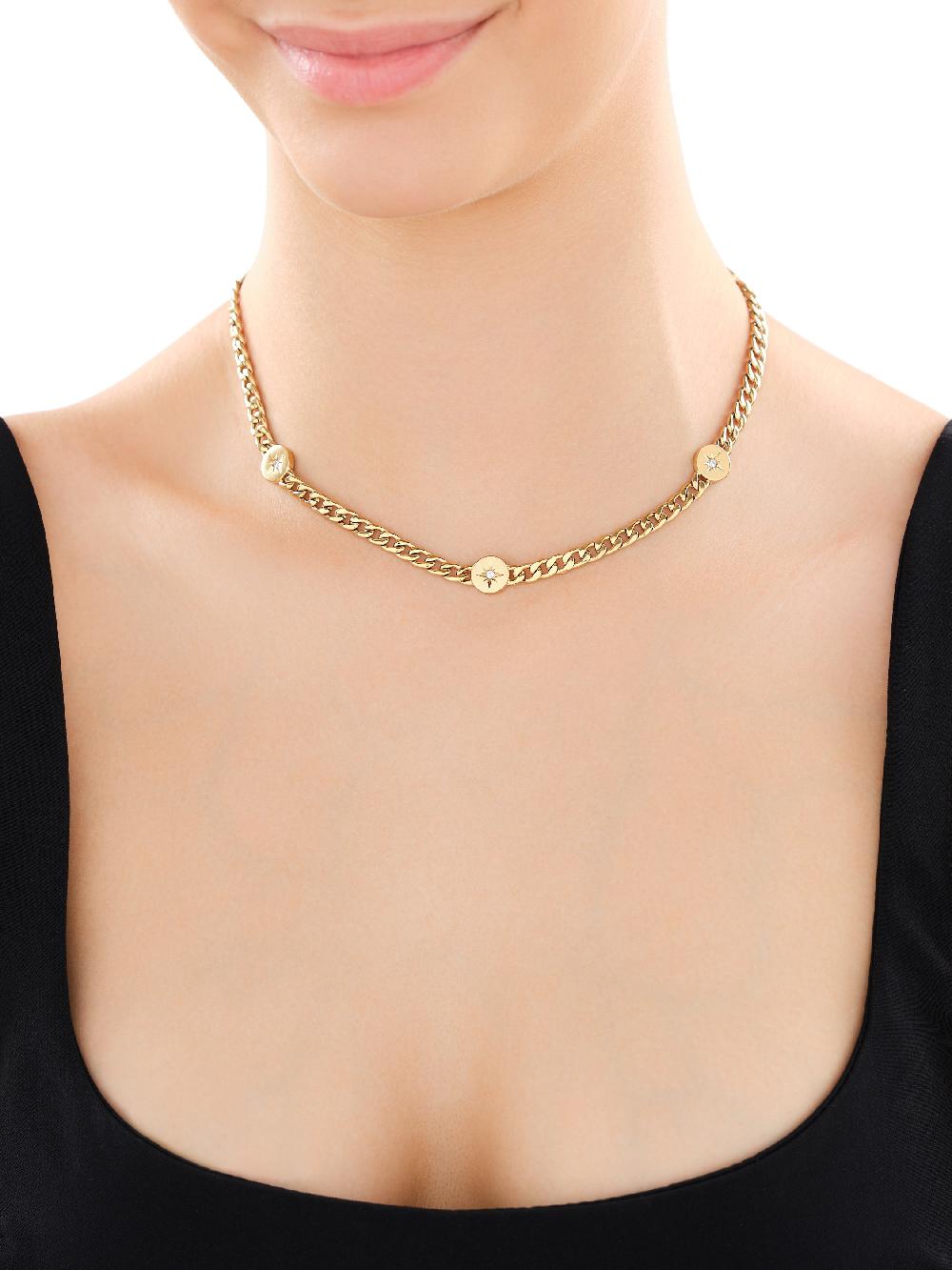 Elixa NASZYJNIK ZE STALI SZLACHETNEJ Z CYRKONIAMI - GWIAZDY EL536-7114