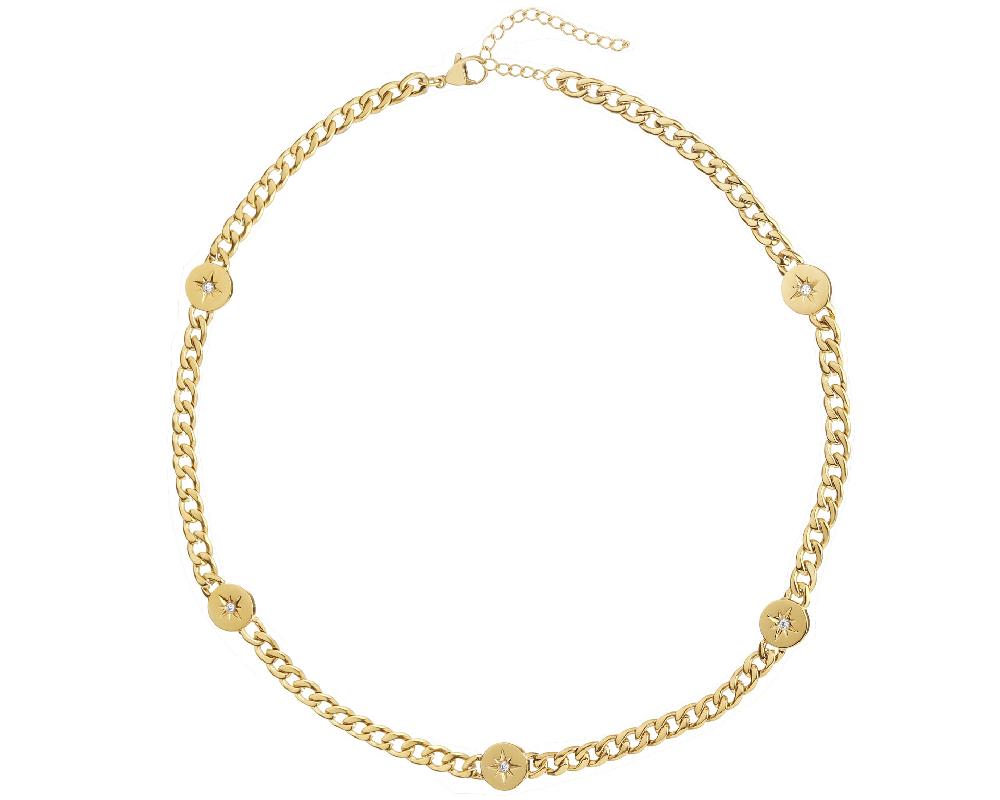 elixa NASZYJNIK ZE STALI SZLACHETNEJ Z CYRKONIAMI - GWIAZDY EL536-7114