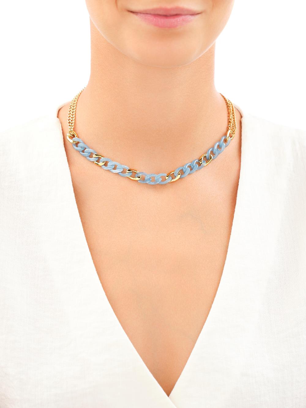 Elixa NASZYJNIK ZE STALI SZLACHETNEJ Z DETALAMI Z MASY ŻYWICZNEJ EL538-0591